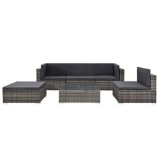 vidaXL Set Divani da Giardino 6 pz con Cuscini in Polyrattan Grigio