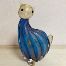 Scultura gatto in vetro di
