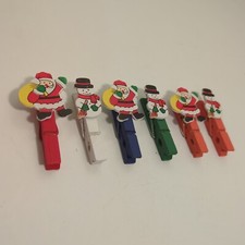 BOX N.6 MOLLETTE in LEGNO BABBO NATALE Pupazzo di Neve - Natale Feste