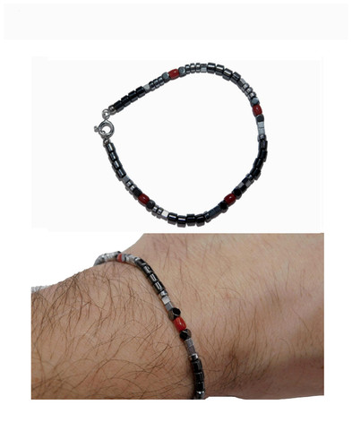 Bracciale uomo con corallo - bracciale,