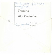 1969 VERONA Trattoria alla Fontanina - Piazzetta Chiavica 5 *Biglietto