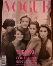 VOGUE UK Magazine SUPERMODELS issue January 1990 Vintage British Fashion