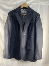 Giacca blazer uomo Vivienne Westwood UK 36R tuta gessato blu navy 100% lana