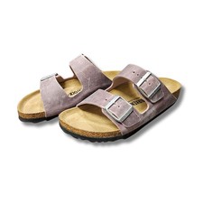 Sandali da donna Birkenstock Arizona viola ciabatte in pelle taglia 38 stretta