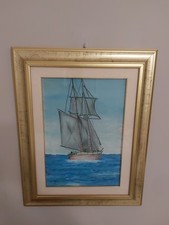 Quadro Marina Con Veliero-Olio