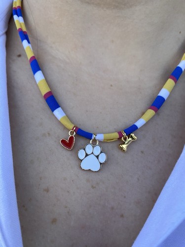 Collana righe blu rosso - collana,