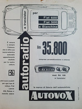 AUTOVOX FIAT 500 600 BIANCHINA- ADVERT PUBBLICITA' D'EPOCA ADVERTIS ADV-1222