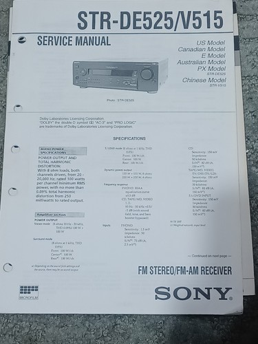 Sony str de525 v515 manuale - sony,