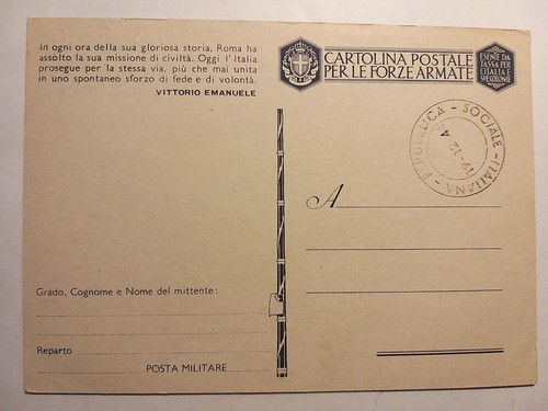 Cartolina postale per forze - postale, le
