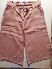 Pantaloni da donna a 3/4 larghi in lino color ruggine MilanoModa Tg.M 