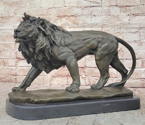 Maschio leone firmato bronzo - leone,