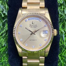 Raro Bulova President Super Seville Day Date automatico oro diamante anni...