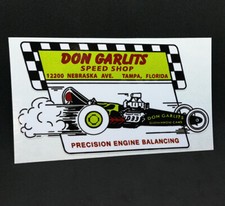DECALCOMANIA DON GARLITS SPEED SHOP, ADESIVO in vinile stile vintage, hot rod, auto da corsa