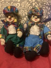 PORCELLANA VINTAGE Anni 70 FACCIA CLOWN Due Bambole 25cm