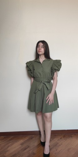 Vestito donna cotone verde - vestito, in