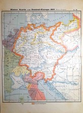 Carta geografica antica EUROPA DOPO IL CONGRESSO DI VIENNA 1910 Antique map