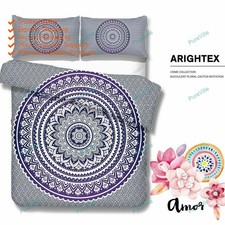 Indiano Handmade Floreale Mandala Arte Set da Letto Copriletto Bohemien