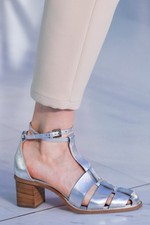 TBAR Sandali In Pelle MAX MARA ? Donna Argento Con Tacco Tg 39EU_ 6UK_8USA