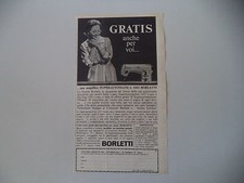 advertising Pubblicità 1964 MACCHINA PER CUCIRE BORLETTI 1102 SUPERAUTOMATICA