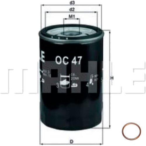 Filtro olio mahle con - olio,