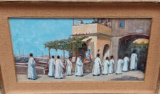PITTORE  -GINO GRIGNANI  (1925-?)  ' CAMOGLI LA PROCESSIONE' GENOVA