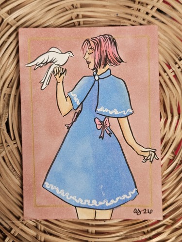 Aceo ragazza blu - in, blu"