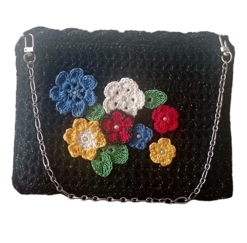 Borsa donna uncinetto nera