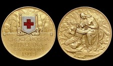 RARA MEDAGLIA GETTONE GUERRA CRI CROCE ROSSA 1915 ORO GOLD PRIMA EMISSIONE