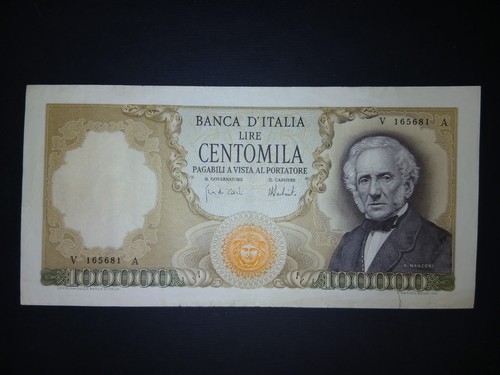 100000 lire manzoni - manzoni, 06.02.1974