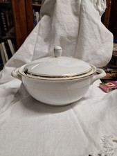 Zuppiera Porcellana bianca riga oro Kahla Sec. XX. h. 18x32x12 SB1 ^