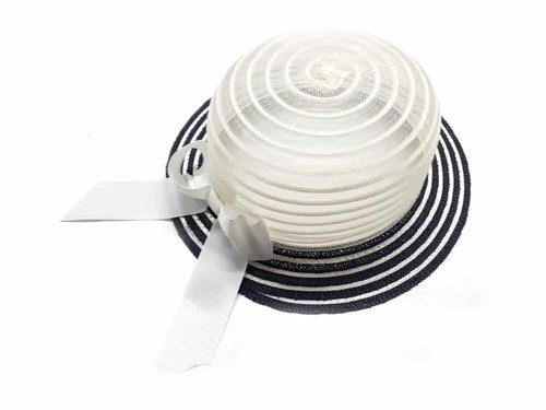 Cappello beige righe blu bomb - blu,