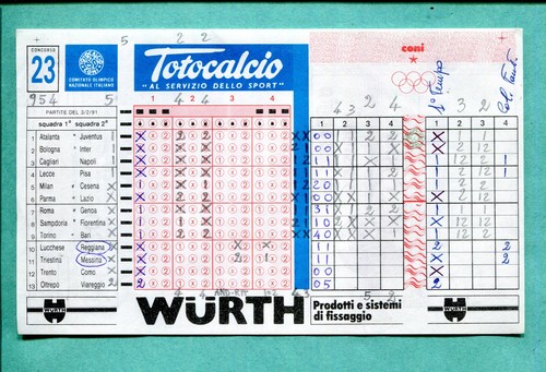 Schedina totocalcio del - totocalcio, n.23
