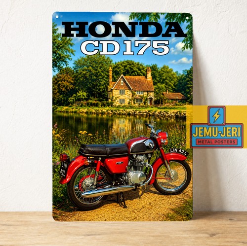 Insegna metallo honda cd175 - metallo,
