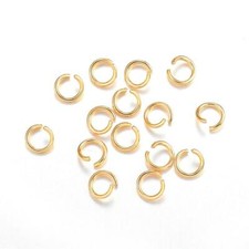 50pz anellini in acciaio inox colore oro 5x0.8mm nickel free bijoux 