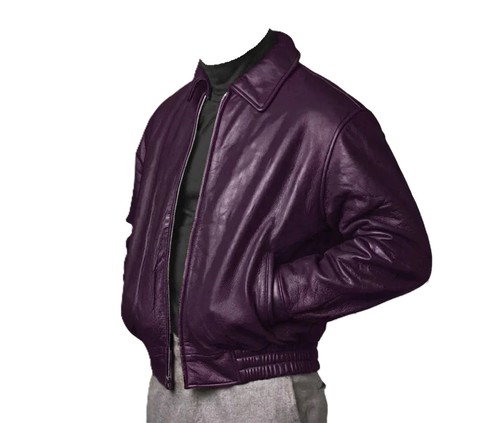 Bomber uomo pelle viola - bomber,