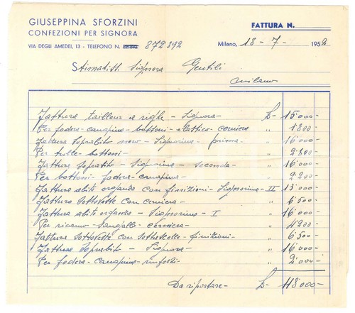 1952 milano giuseppina - milano,