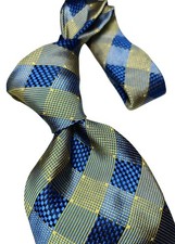 Francesco Smalto Paris Tie Luxury Silk Jaquard Blue Green Perfect Handmade 9,5cm