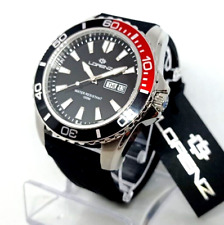 OROLOGIO UOMO DIVER LORENZ GHIERA BICOLORE DATARIO DAY DATE CINTURINO GOMMA NERO