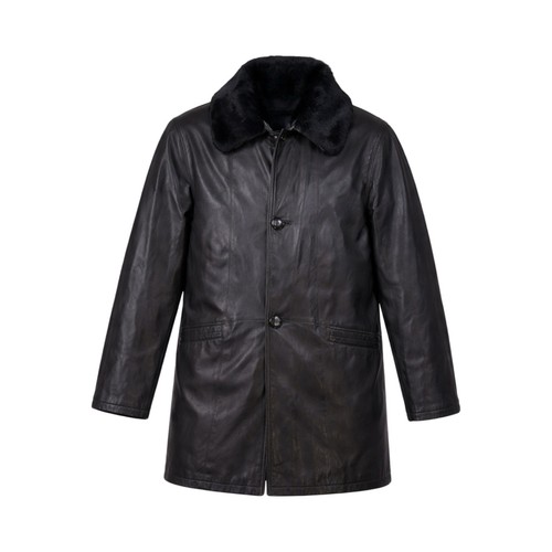 Cappotto pelle nera vintage - nera,