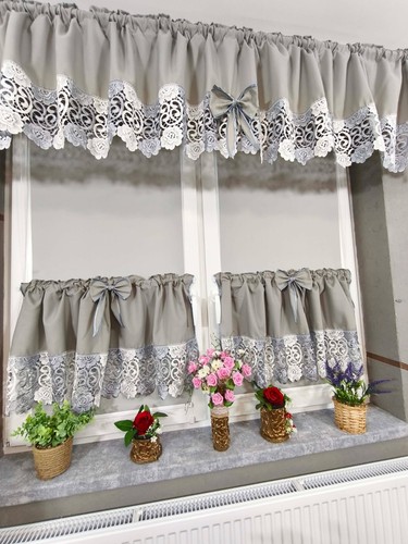 Set tenda pizzo grigio - set,