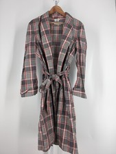Vintage anni 50 Bambergers NYC pied de poule plaid twill cotone accappatoio giacca con cintura USA