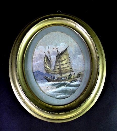 Quadro guazzo giunca cinese - quadro/guazzo,