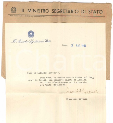 1959 roma lettera - lettera, giuseppe