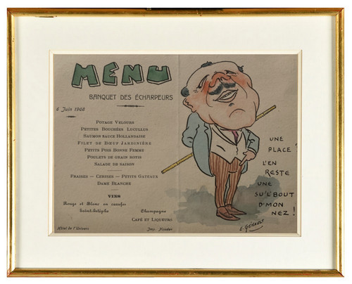 Menu potage lithographique - menu,