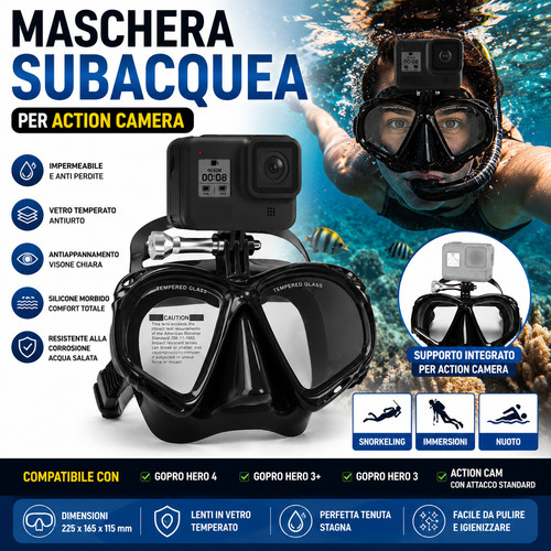 Maschera subacquea per gopro - subacquea,