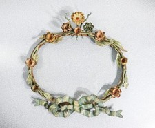 ⚜️ CORNICE FERRO BATTUTO DIPINTO STILE LIBERTY FIORI FOGLIE EPOCA 1900 OVALE