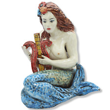 Sirena suonatrice di Cetra in ceramica di Caltagirone, h 22 cm e L 20 cm ca. Mod
