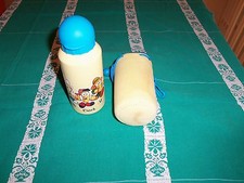 Borraccia Mulino Bianco usata colore giallo tappo azzurro. COMPLETA.