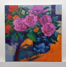 Quadro Dipinto Fiori Rose Olio