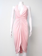 Abito Versace primavera 2005 pezzo da passerella rosa increspato schiena aperta